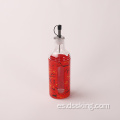 Botella de condimento para olla de aceite de cocina con estante rojo mármol grano de vaso sellado sellado 400 ml olla 150 ml de condimento botella